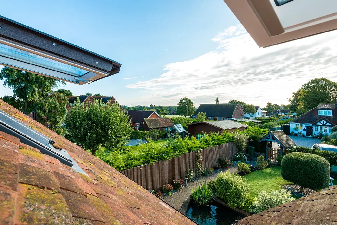Rooflights open to overlook the garden